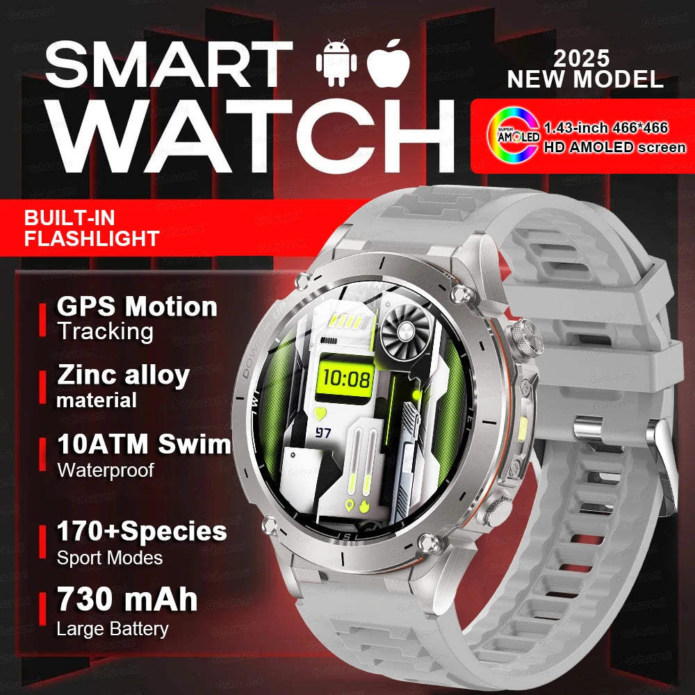 2025New Outdoor T-Rex 3 Ultra GPS Smart Watches Men 5ATM Waterproof Compass Flashlight Military Sports Trackr Smartwatch Women