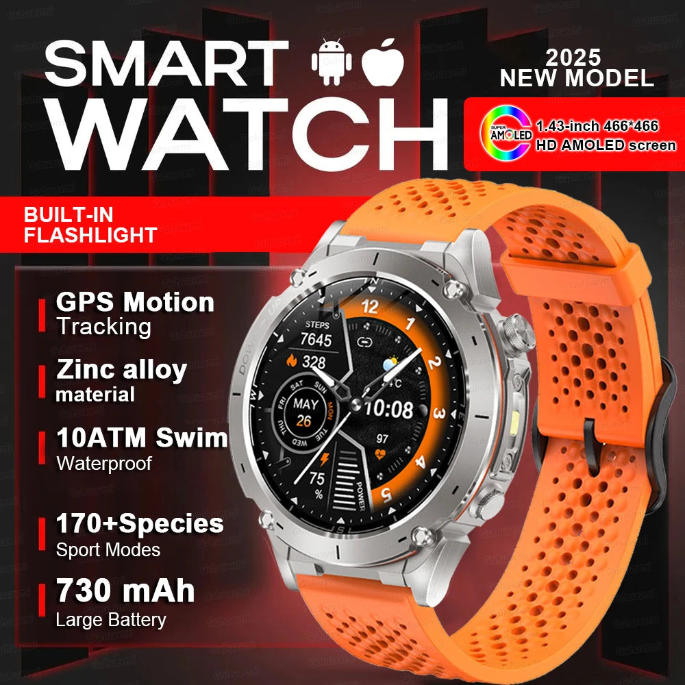 2025New Outdoor T-Rex 3 Ultra GPS Smart Watches Men 5ATM Waterproof Compass Flashlight Military Sports Trackr Smartwatch Women