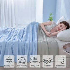 3-in-1 Lightweight Summer AC Quilt with Wave-Quilt Tech & Skin-Friendly Fabric | All-Season Dorm/Home Cooling Bedding