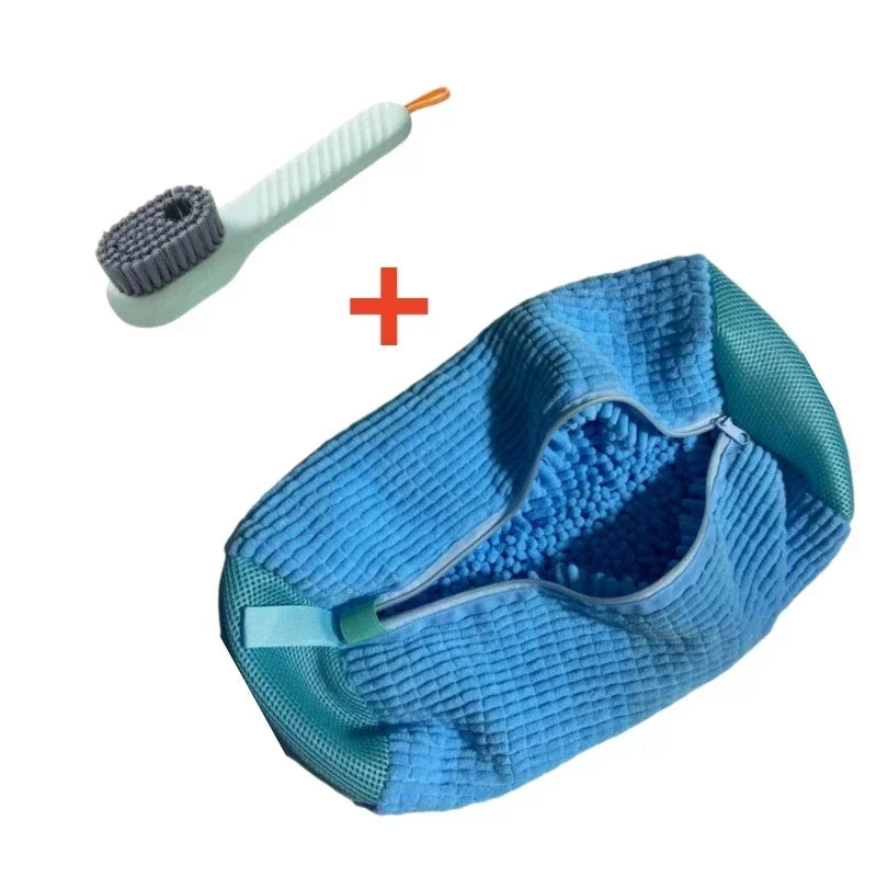 1/2/4PCS Shoe Washing Machine Bag with Liquid Shoe Brush Set Durable Laundry Shoe Bag and Soft Bristle Clean Brush for All Shoes