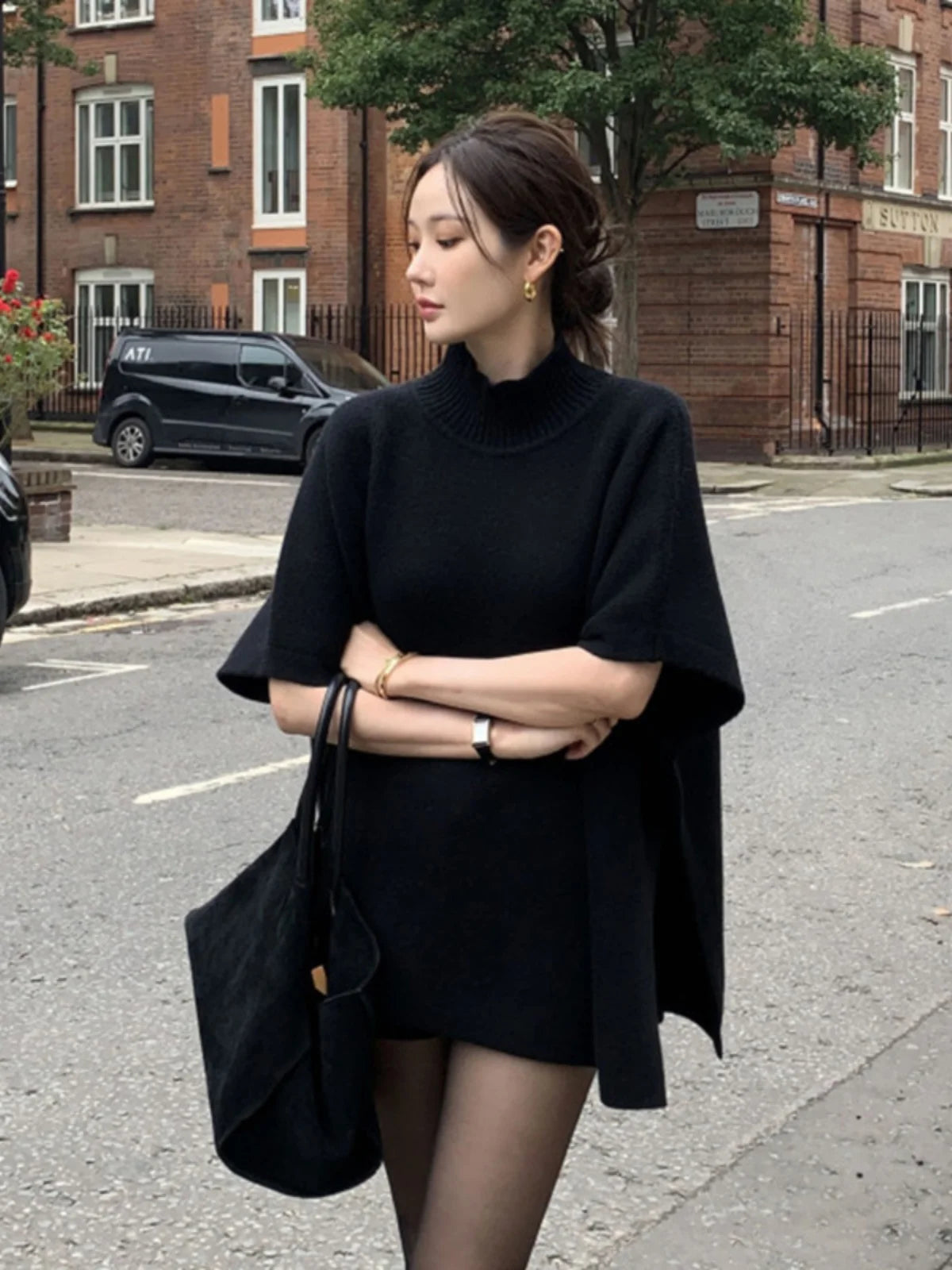 Faionable Oversized Knitwear Women's oulder awl f High Collar Winter Warm Loose Fit Sweater Trendy Commute Sle