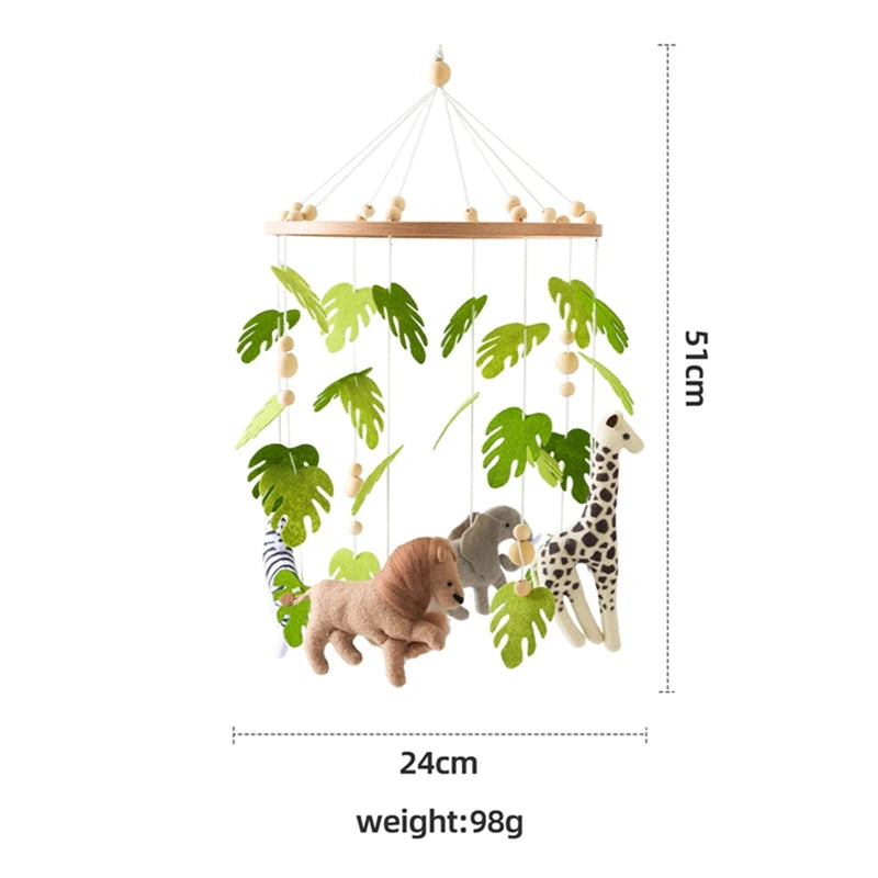 Baby Crib Mobile Wooden Wind Chime Bed Bell,Animal Crib Mobile With Music for Girls and Boys,Comfort Crib Hanging Bracket Toy