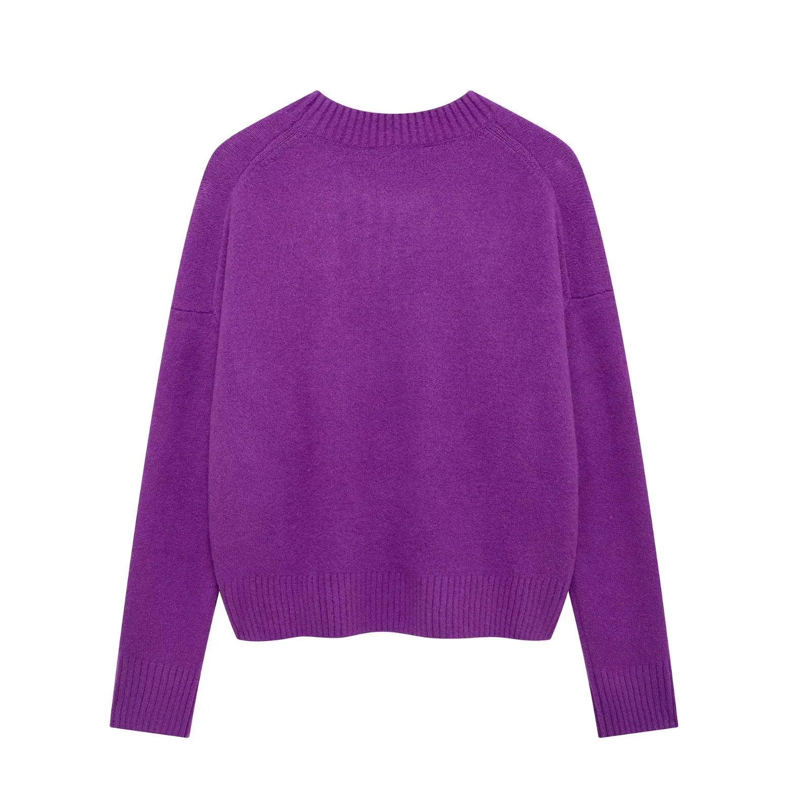 European And American Style Autumn New Women's Clothing Retro Loose Round Neck Long Sleeved Flat Needle Soft Knit Sweater