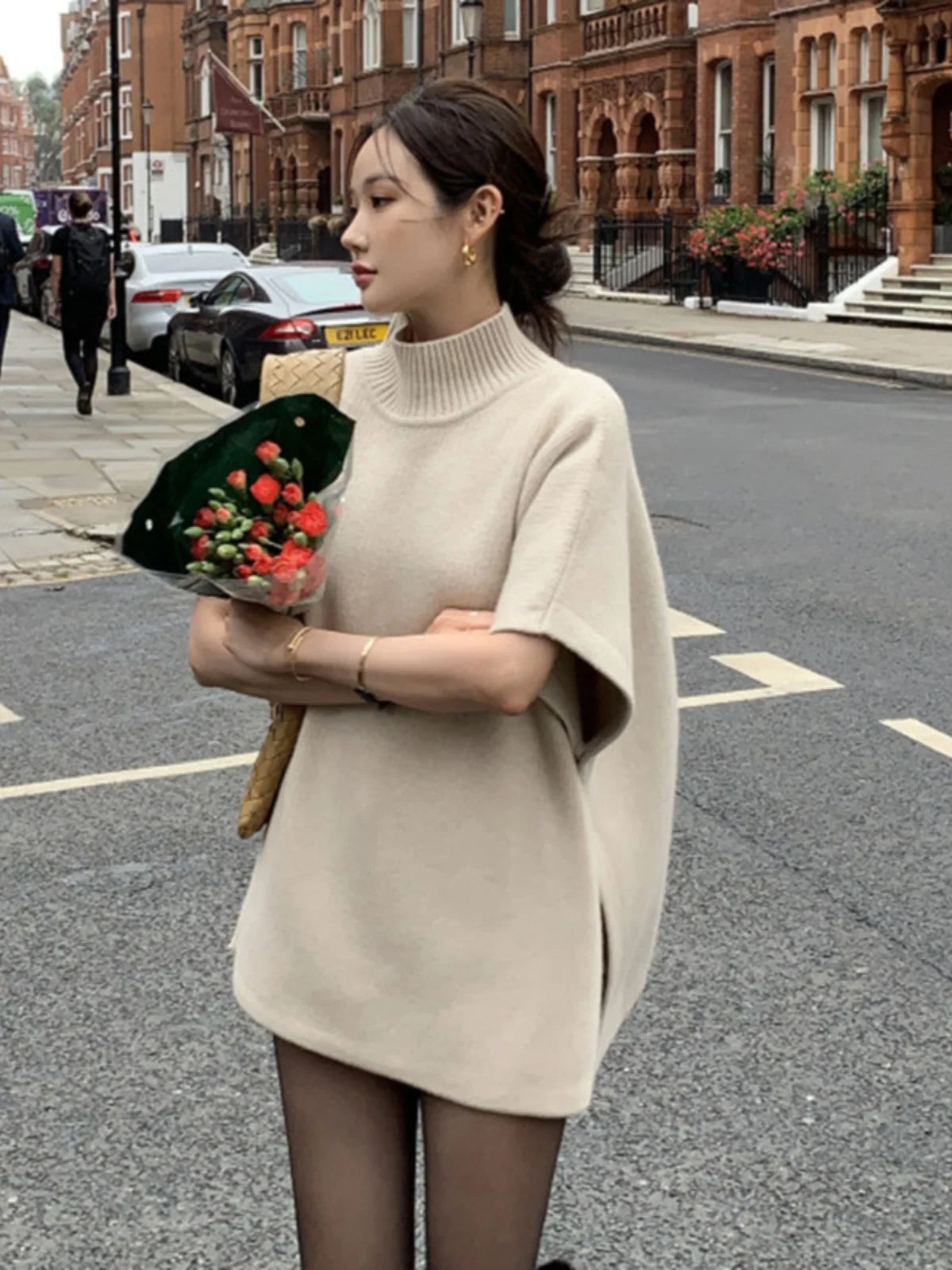 Faionable Oversized Knitwear Women's oulder awl f High Collar Winter Warm Loose Fit Sweater Trendy Commute Sle