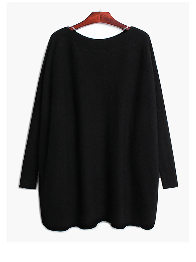 [EAM] Big Size Knitting Sweater Loose Fit  Turtleneck Long Sleeve Women Pullovers New Fashion Tide Spring Autumn 2025 19A-a43