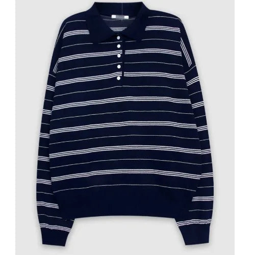 Korean Sle  Ne Color Blo Striped Knitwear Women's Loose Fit Soft Versatile Top American Retro Spring New Arrival