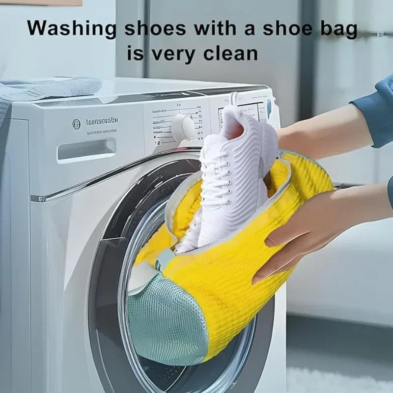 1/2/4PCS Shoe Washing Machine Bag with Liquid Shoe Brush Set Durable Laundry Shoe Bag and Soft Bristle Clean Brush for All Shoes