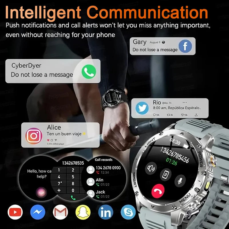 NEW T-REX3 ULTRA 1000mAh Battery Smart Watches 5ATM Waterproof Tactics 100+Sports Flashlight Heart Rate Smart Watch 2025 For Man