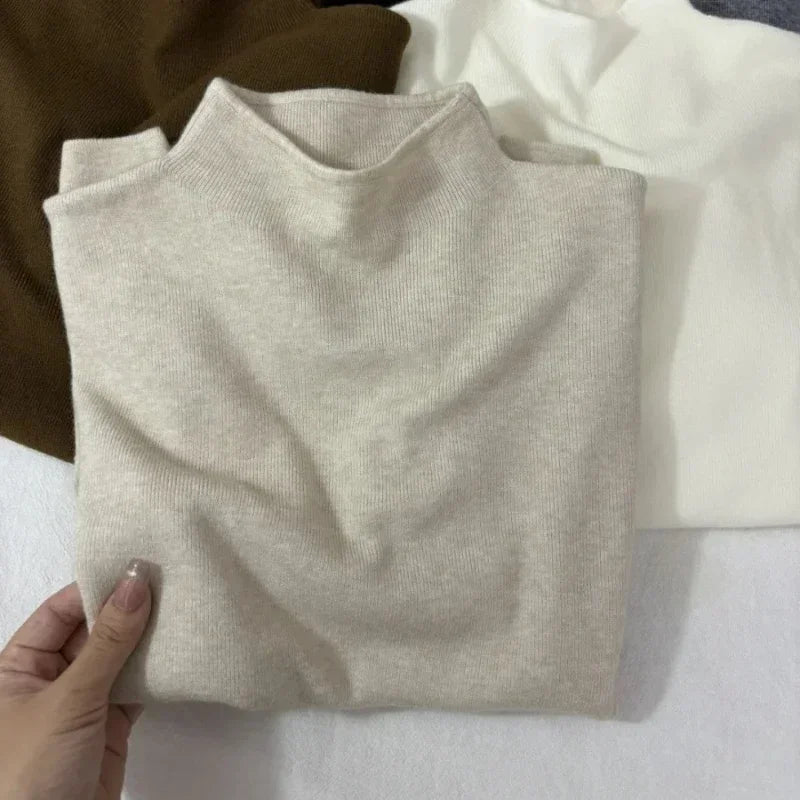 2025 Women Turtleneck Knitted Pullovers Solid Sweater Harajuku Korean Soft Warm Knitwear Autumn Winter Fashion Slim Jumpers Tops