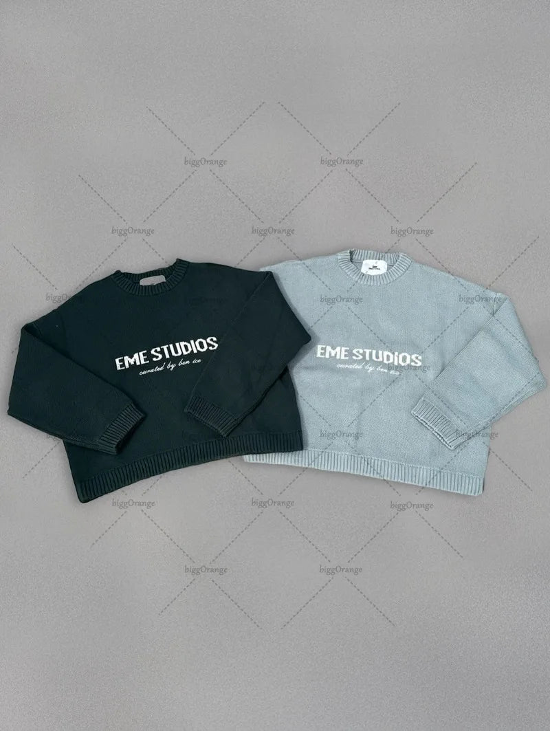 Winter Warm Loose Simple Sweater Women American Fashion Brand New Sweater Letter Embroidery Pullover Oversized Sweater Men
