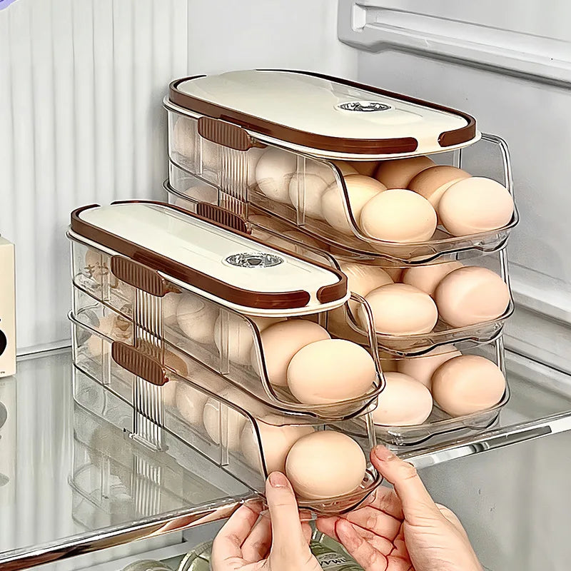 Large-capacity automatic rolling egg organizer home kitchen special preservation egg holder