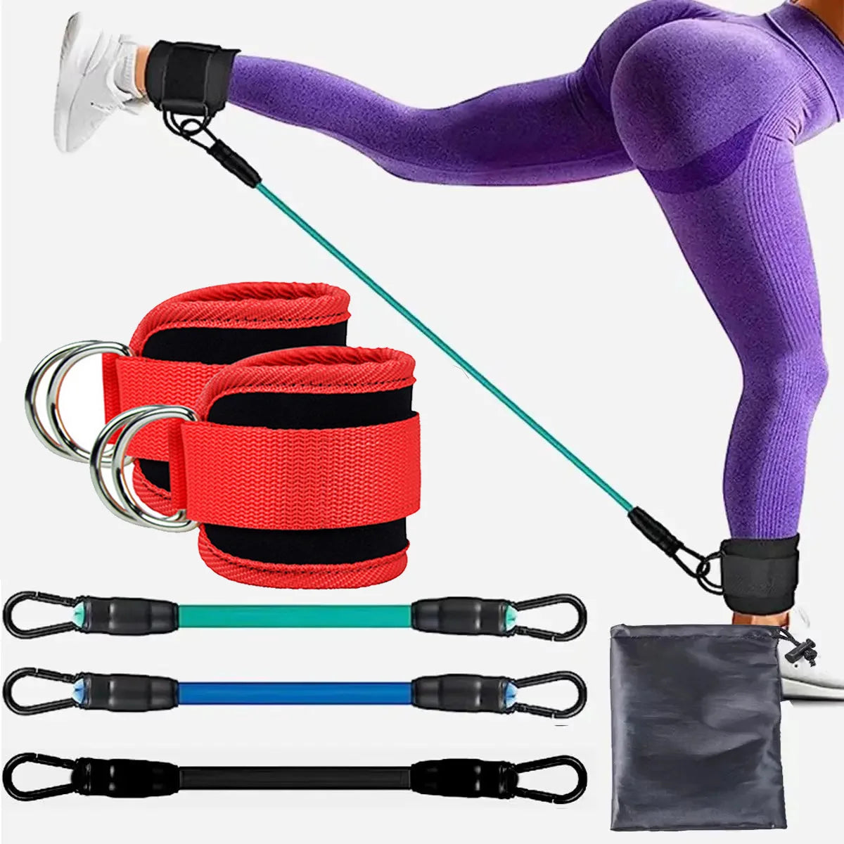 TPE Resistance Bands Ankle Straps Fitness Set D-Ring Support Ankle Cuffs Yoga Gym Equipment Guard Leg Strength Safety Extensions