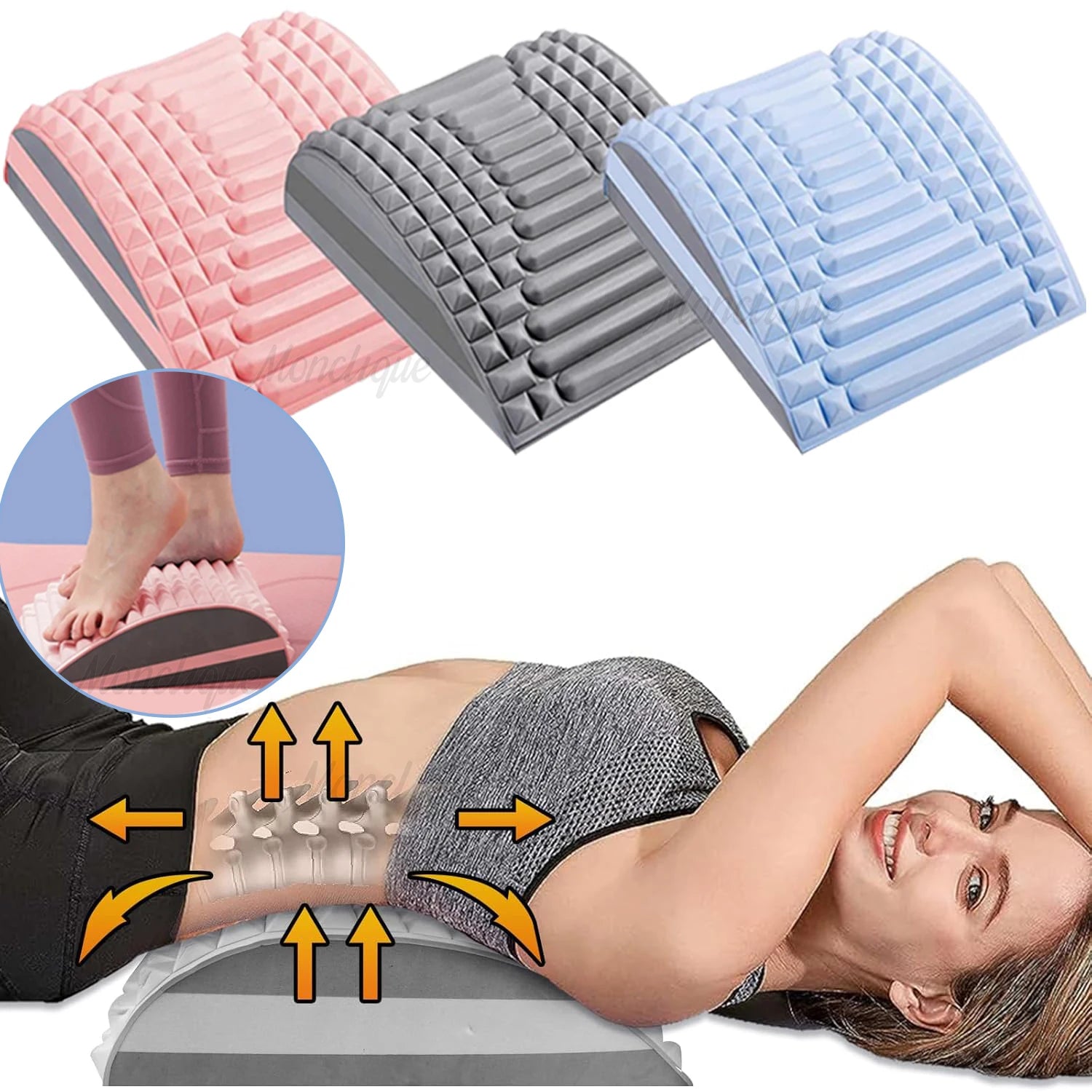 Lumbar Cervical Traction Massage Pillow Relaxation Back Yoga Spine Correction Hump Back Exercise Fitness Stretching Equipments