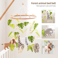 Baby Crib Mobile Wooden Wind Chime Bed Bell,Animal Crib Mobile With Music for Girls and Boys,Comfort Crib Hanging Bracket Toy