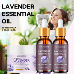Organic Lavender Essential Oil 100% Pure - Aromatherapy for Sleep & Stress Relief, Natural Skin & Hair Care, Skin 40/60ml set