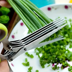 Forged Stainless Steel Ambidextrous Kitchen Scissors 5 Layered Ultra Sharp Versatile Onion Herb Shredder Durable Easy Clean