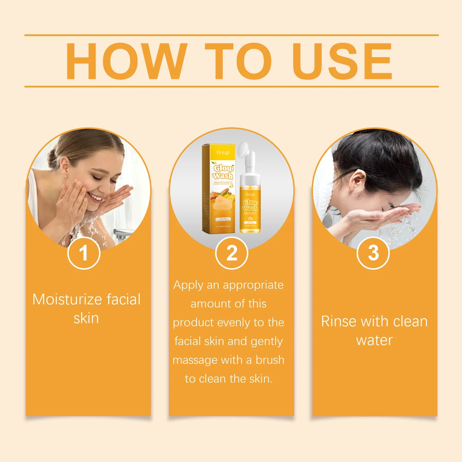 Hoygi Natural Turmeric Facial Cleanser Organic Gentle Deep Cleanse Oil Control Anti Oxidant Brightening for All Skin Types