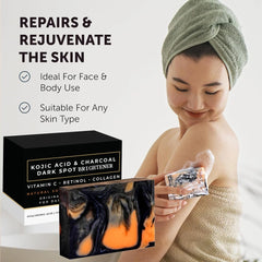 1/2/4/6Pcs Bamboo Charcoal Soap Natural Organic Activated Carbon Kojic Acid Handmade Soap for Blackhead Removal and Moisturizing