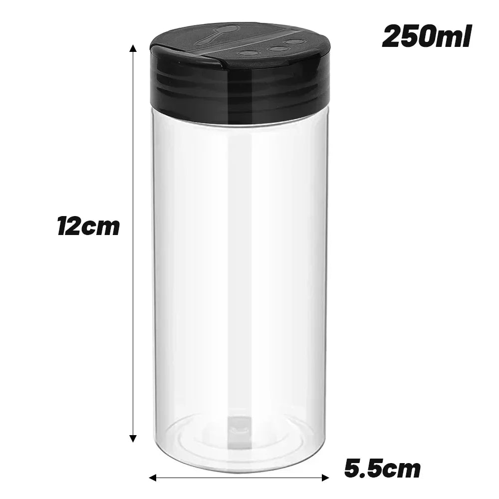 1/12x Plastic Spice Jars with Shaker Lids Transparent Safety Plastic Bottles for Home Kitchen Storing Spices Seasoning Powders
