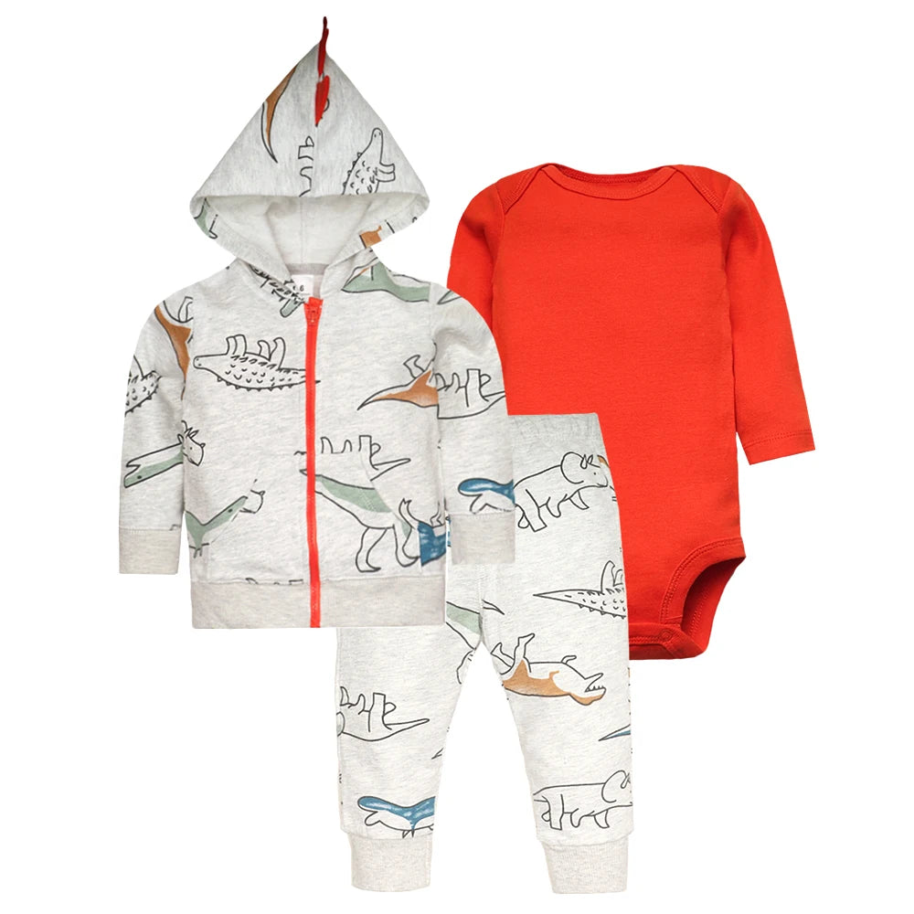 2025 New Spring Autumn Baby Set 3Pcs Baby Boy Outfit +Bodysuit + Pants Newborn Clothing Sets  Infant Costume Cotton 0-24M