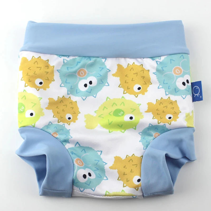 Infant Children Leakproof Swimming Nappies Newborn Baby High Waist Swimming Trunks Baby Boys Girls Cartoon Printed Cloth Diaper