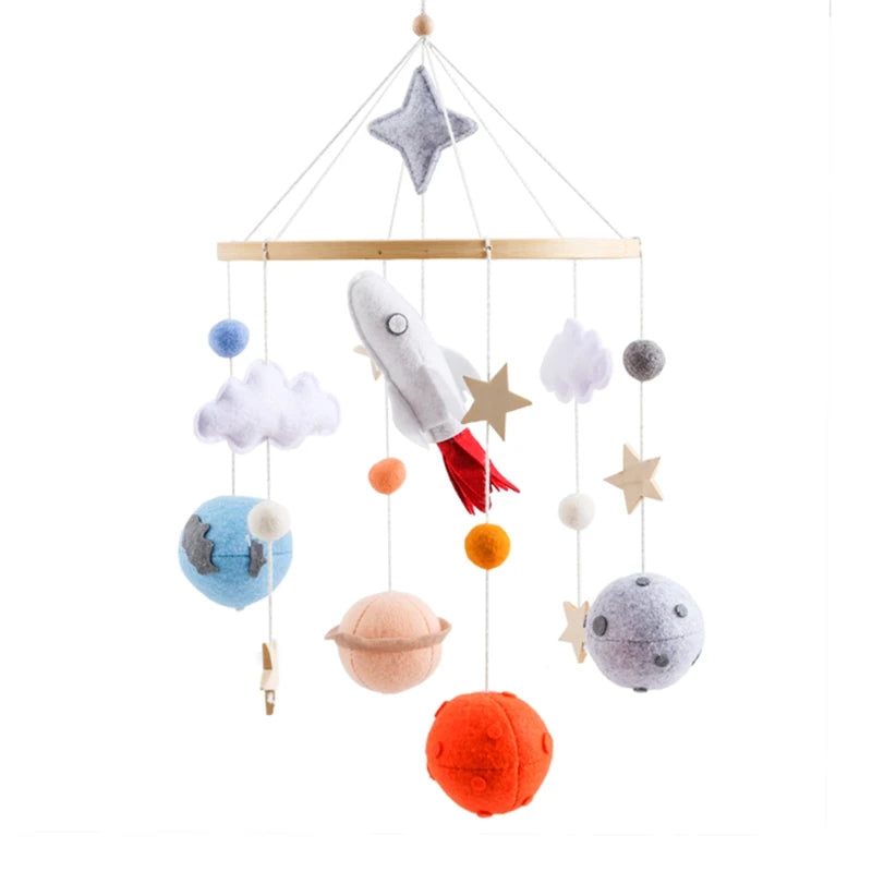 Baby Crib Mobile Wooden Wind Chime Bed Bell,Animal Crib Mobile With Music for Girls and Boys,Comfort Crib Hanging Bracket Toy