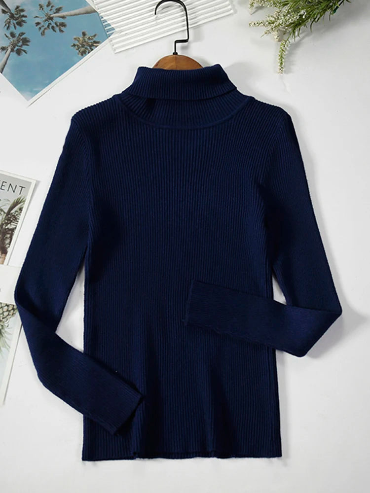 JMPRS Turtleneck Sweater Women Fashion Simple Winter Pullover Jumper High Elastic Knitted Fall Female Basic Tops Casual Blouse