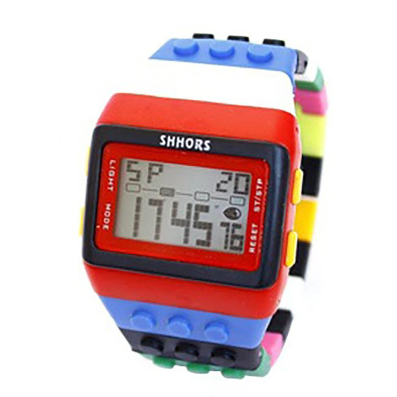 UTHAI CE145 Colorful Building Blocks DIY Digital Electronic Student Watch Leisure Sport Fashion Multifunctional Children's Watch