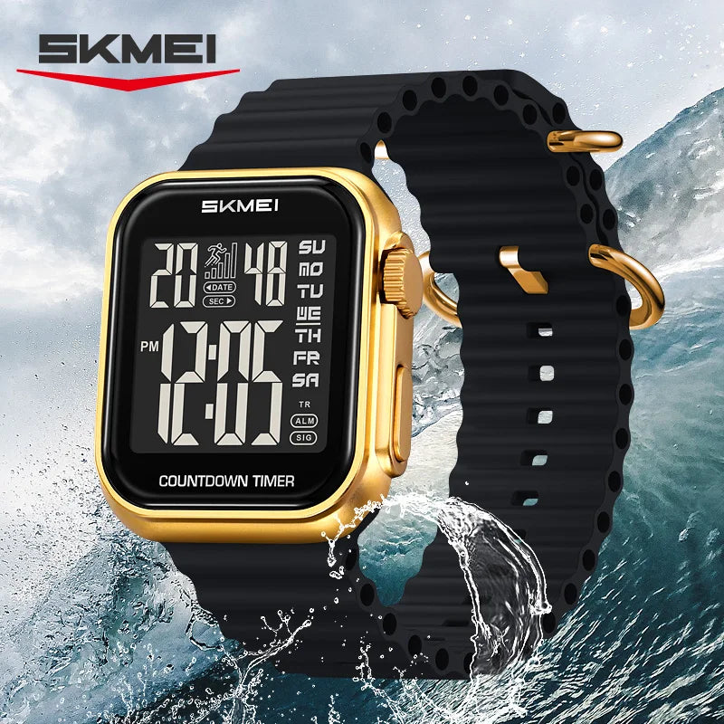 SKMEI 2269 Sport Digital Watch For Man Fashion Luxury Countdown Clock Waterproof Stopwatch 2Time Top Brand Electronic Wristwatch