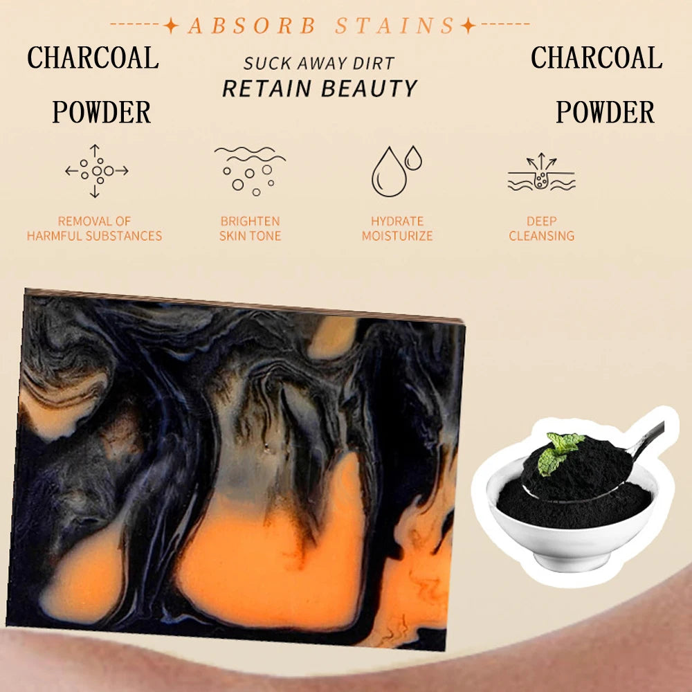 1/2/4/6Pcs Bamboo Charcoal Soap Natural Organic Activated Carbon Kojic Acid Handmade Soap for Blackhead Removal and Moisturizing