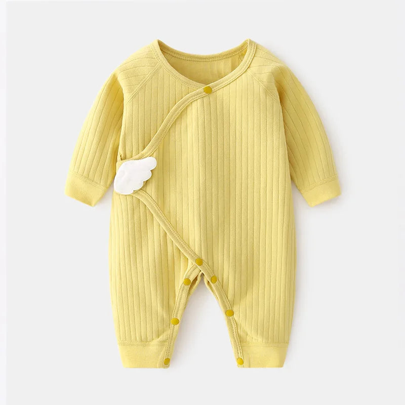 0-6M Baby Girls Boy Rompers Cotton Solid Soft Infant Jumpsuit With Wing Clothes Spring Autumn Newborn Baby Girl Boy Cute Romper