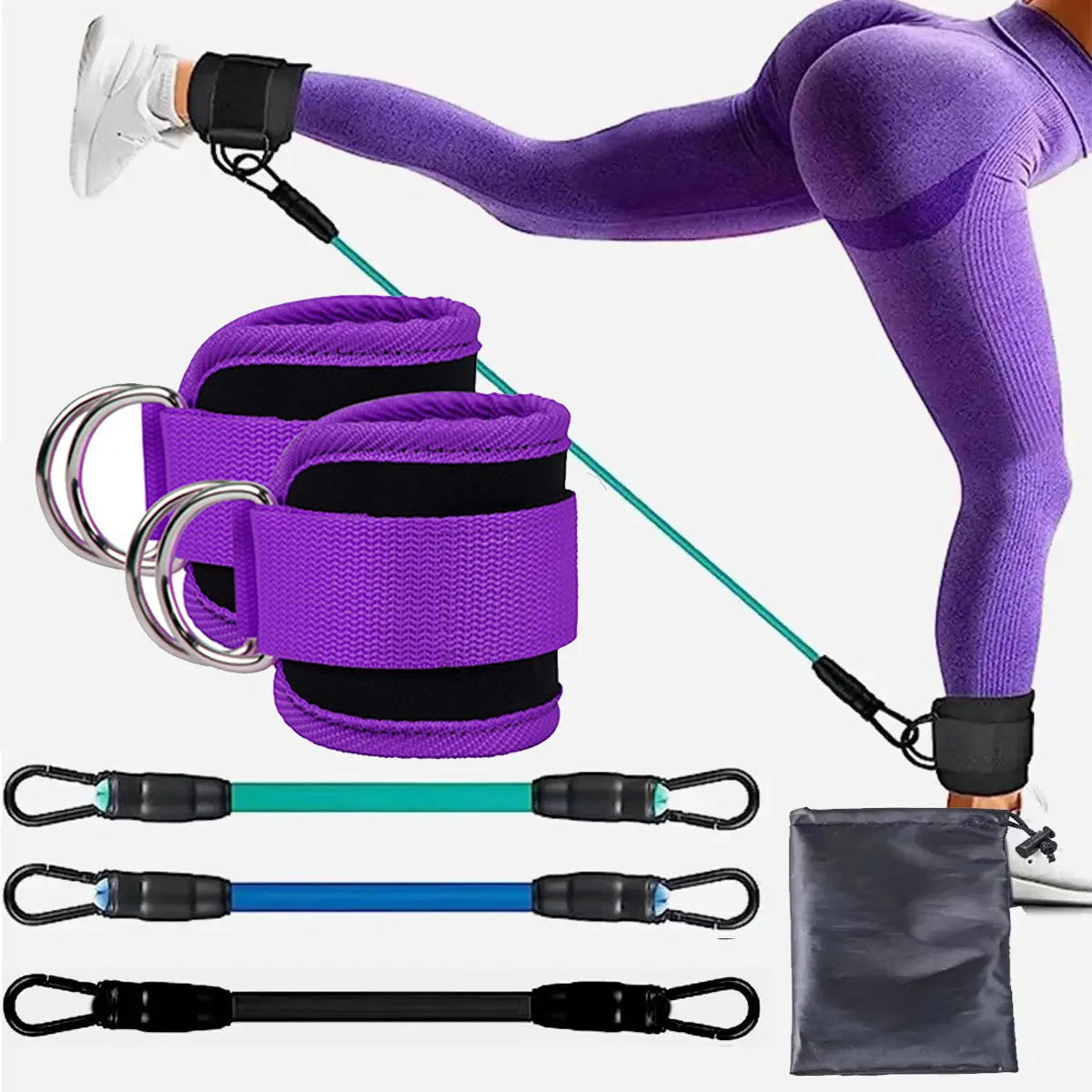 TPE Resistance Bands Ankle Straps Fitness Set D-Ring Support Ankle Cuffs Yoga Gym Equipment Guard Leg Strength Safety Extensions