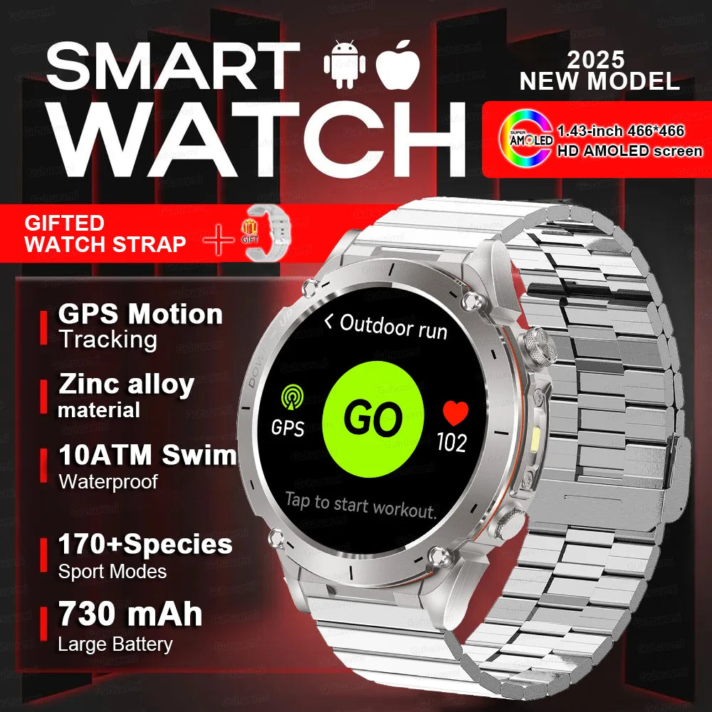 2025New Outdoor T-Rex 3 Ultra GPS Smart Watches Men 5ATM Waterproof Compass Flashlight Military Sports Trackr Smartwatch Women