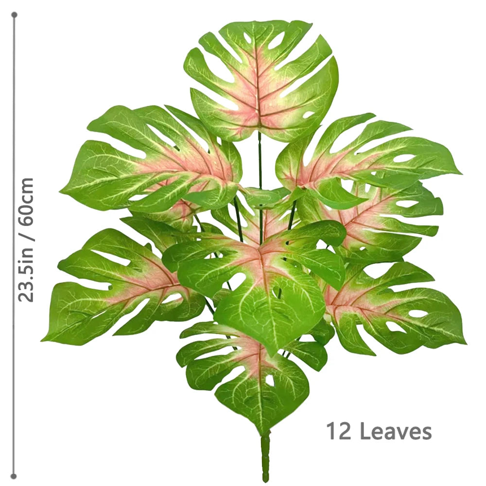 40-130cm（51.18in） Artificial Monstera Plant Fake Palm Tree Plastic Turtle Leaf Green Plant for Home Garden Room Office Decor