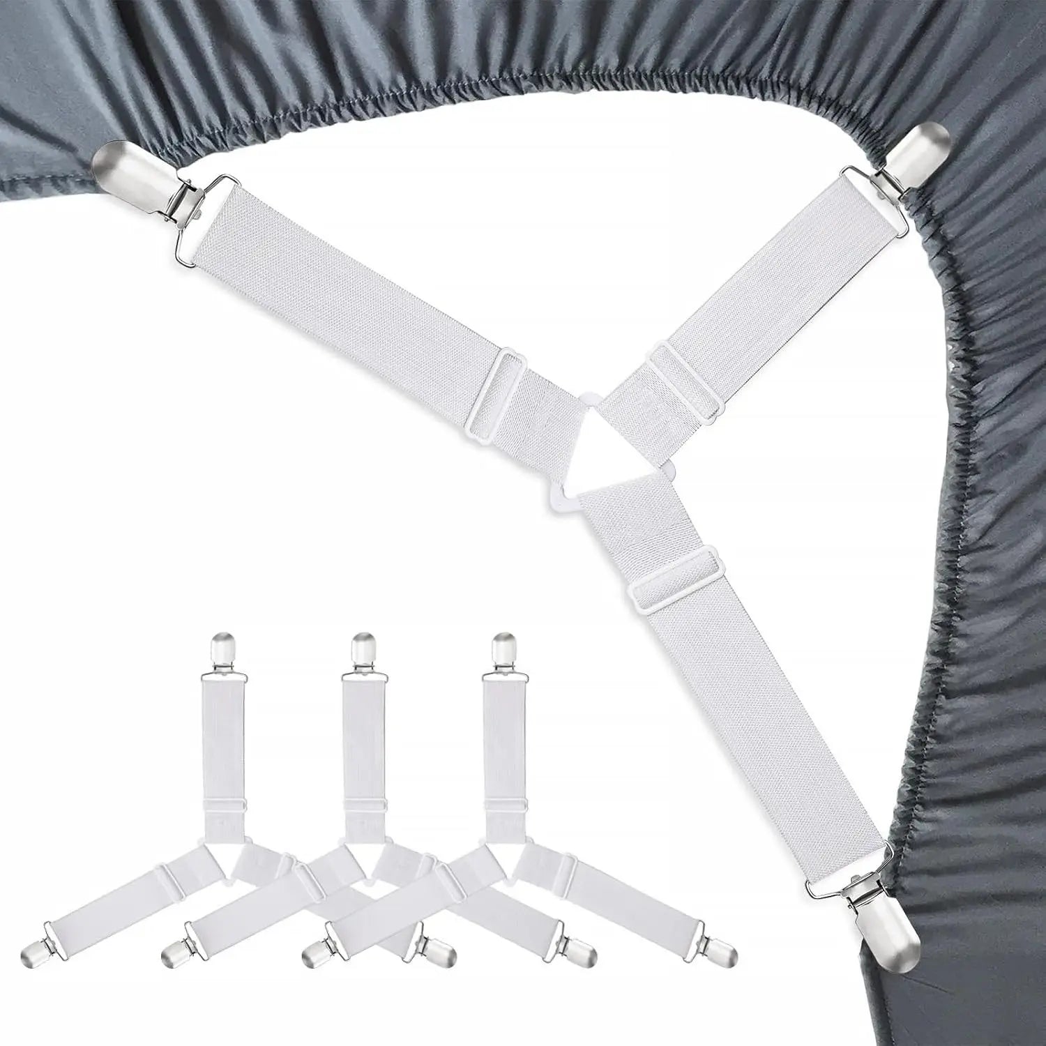 4Pcs/Lot Bed Sheet Fasteners Adjustable Elastic Straps - Anti-Slip Mattress Cover Clips, No More Slipping Sheets, Home Bedroo