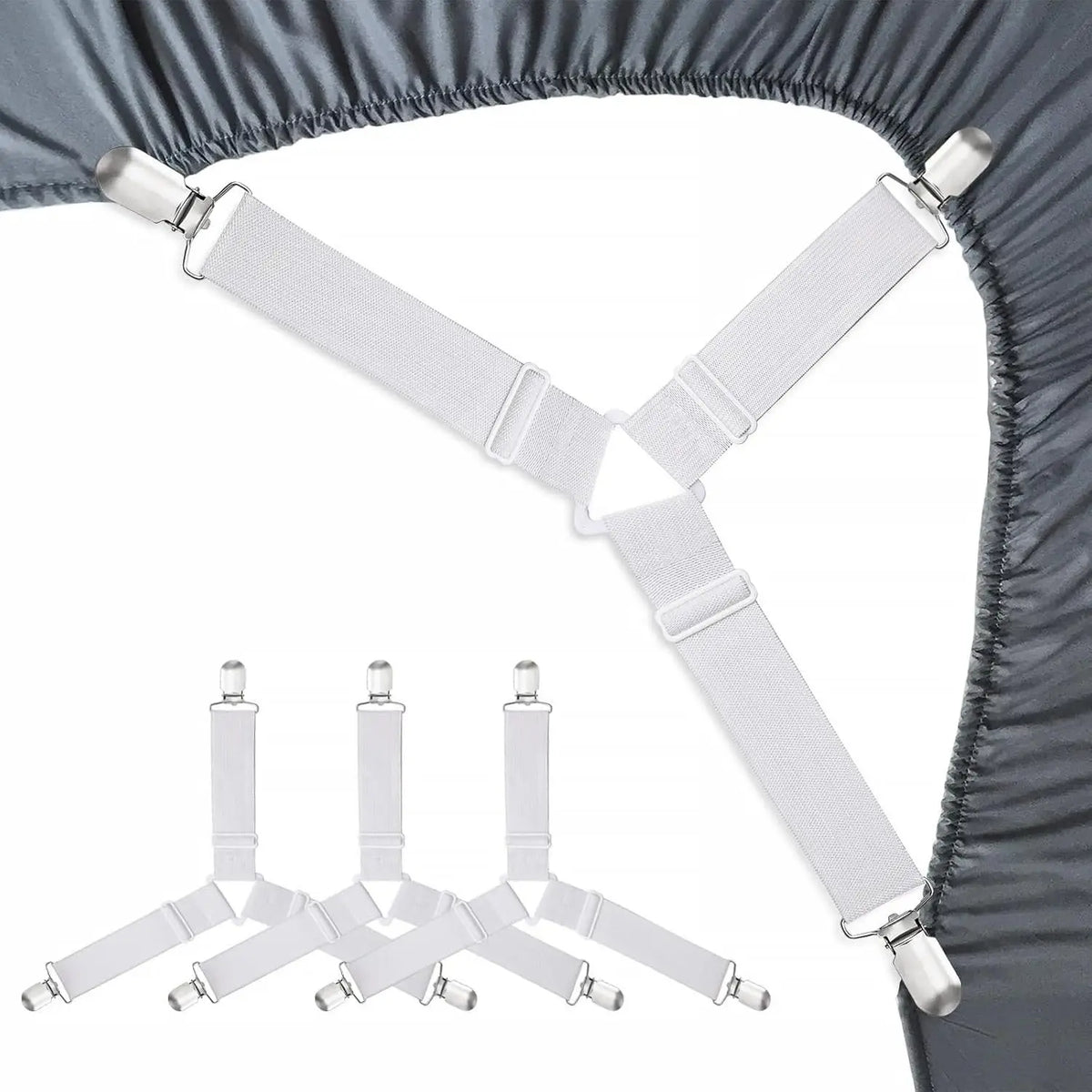 4Pcs/Lot Bed Sheet Fasteners Adjustable Elastic Straps - Anti-Slip Mattress Cover Clips, No More Slipping Sheets, Home Bedroo