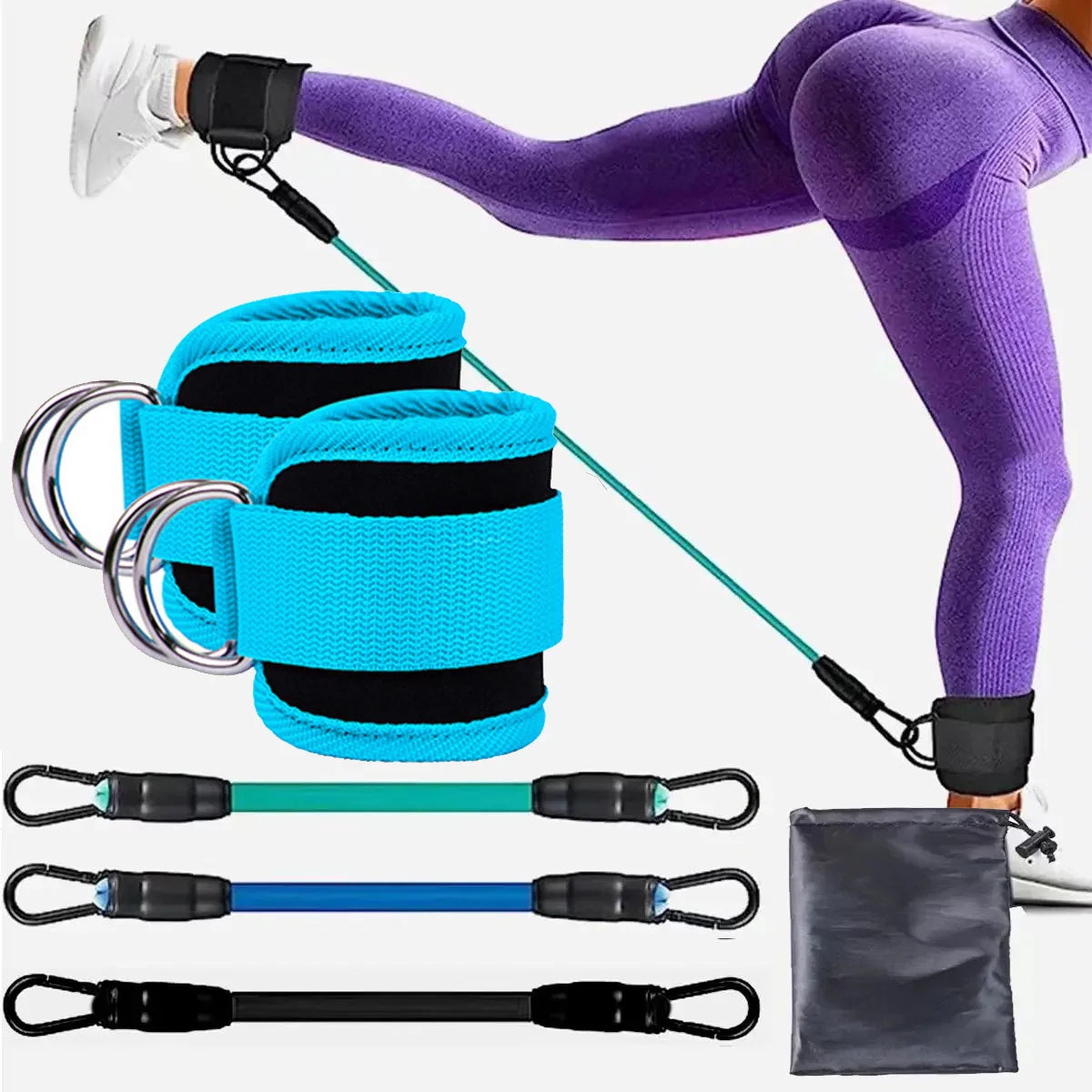 TPE Resistance Bands Ankle Straps Fitness Set D-Ring Support Ankle Cuffs Yoga Gym Equipment Guard Leg Strength Safety Extensions