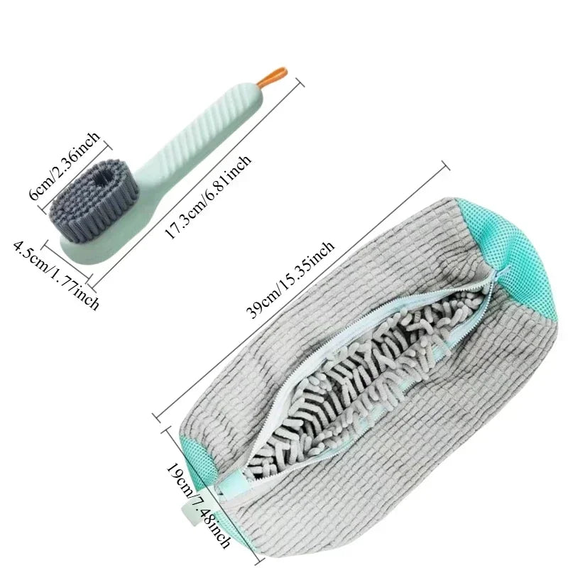 1/2/4PCS Shoe Washing Machine Bag with Liquid Shoe Brush Set Durable Laundry Shoe Bag and Soft Bristle Clean Brush for All Shoes