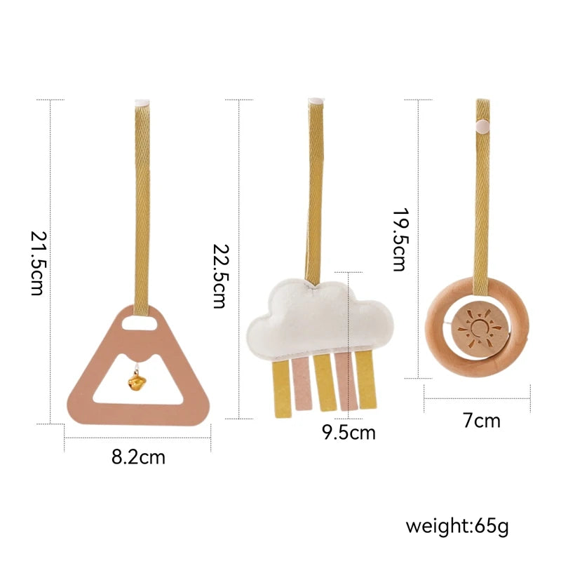 Newborn Gym Pendant Toys Wooden Mobile Crib Hanging Rattle Teether Baby Sensory Toys For Stroller Gym Activity Product Gifts