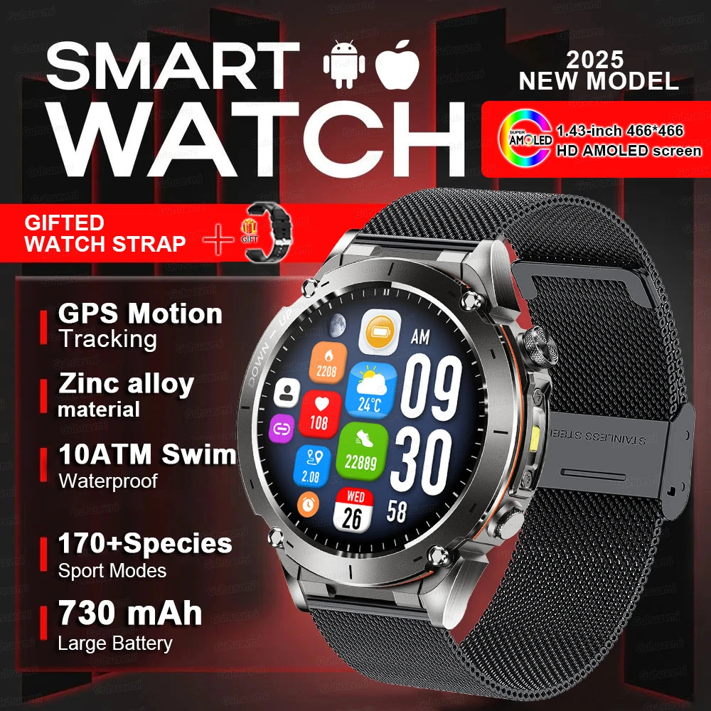 2025New Outdoor T-Rex 3 Ultra GPS Smart Watches Men 5ATM Waterproof Compass Flashlight Military Sports Trackr Smartwatch Women