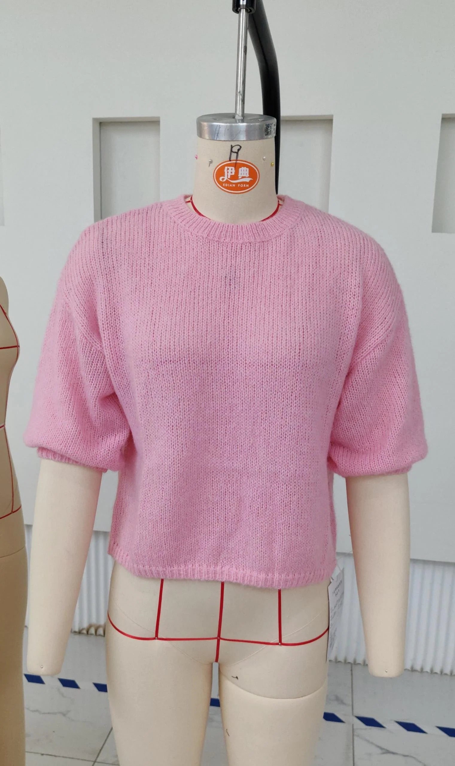 Imcute Women's Casual Sweaters Short Sleeve O Neck Knit Crop Tops Y2k Girls Pullover Shirts Knitwear Vintage Streetwear