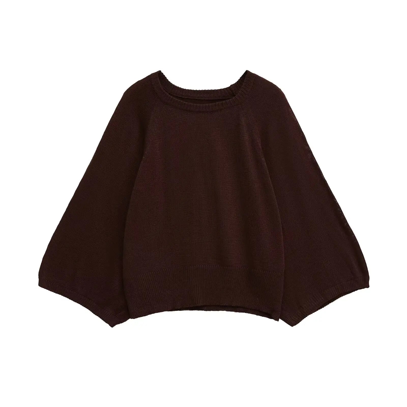 MYST&ZA2025 new summer women's casual fashion trendy round neck wide sleeve comfortable knitted sweater top