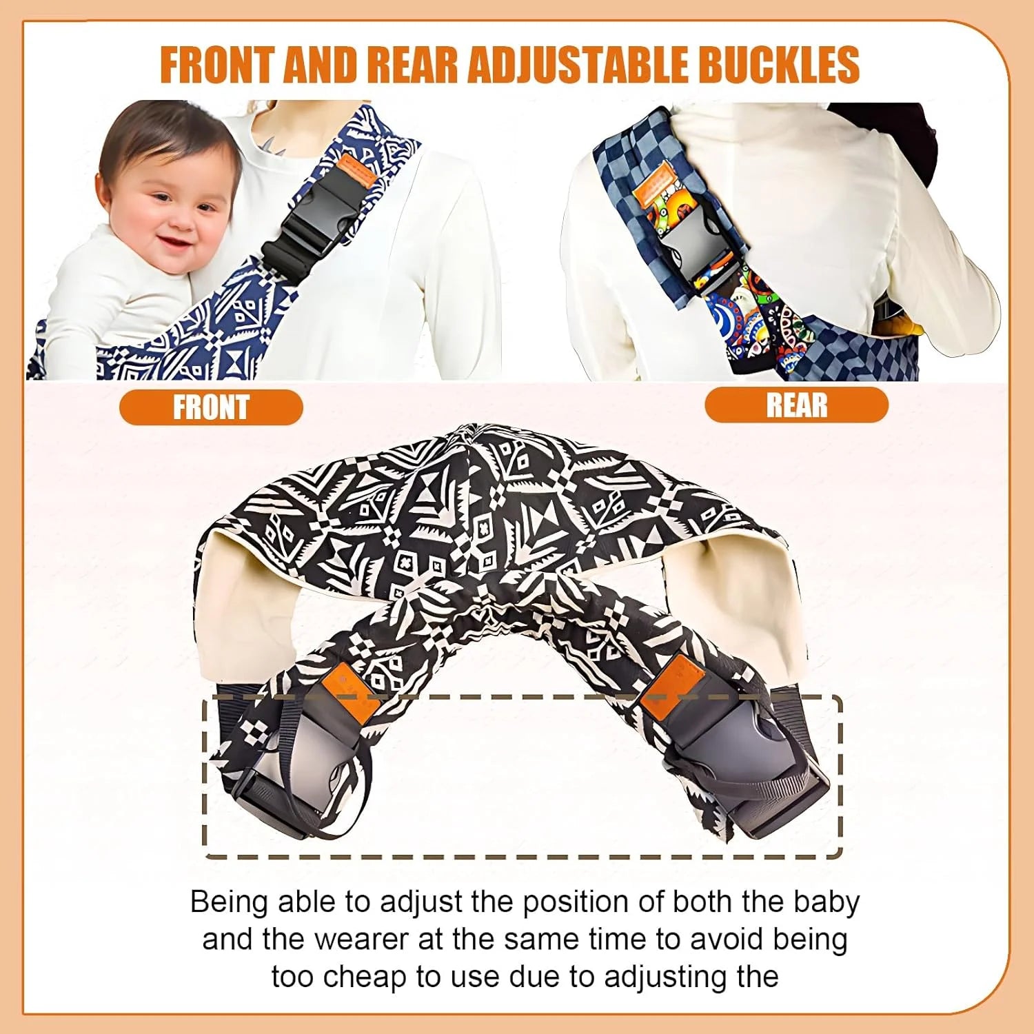 Baby Going Out Safety Carrier Simple Leopard Pattern Portable Front Hug Type Back Baby Out of the Baby Artifact Waist Stool