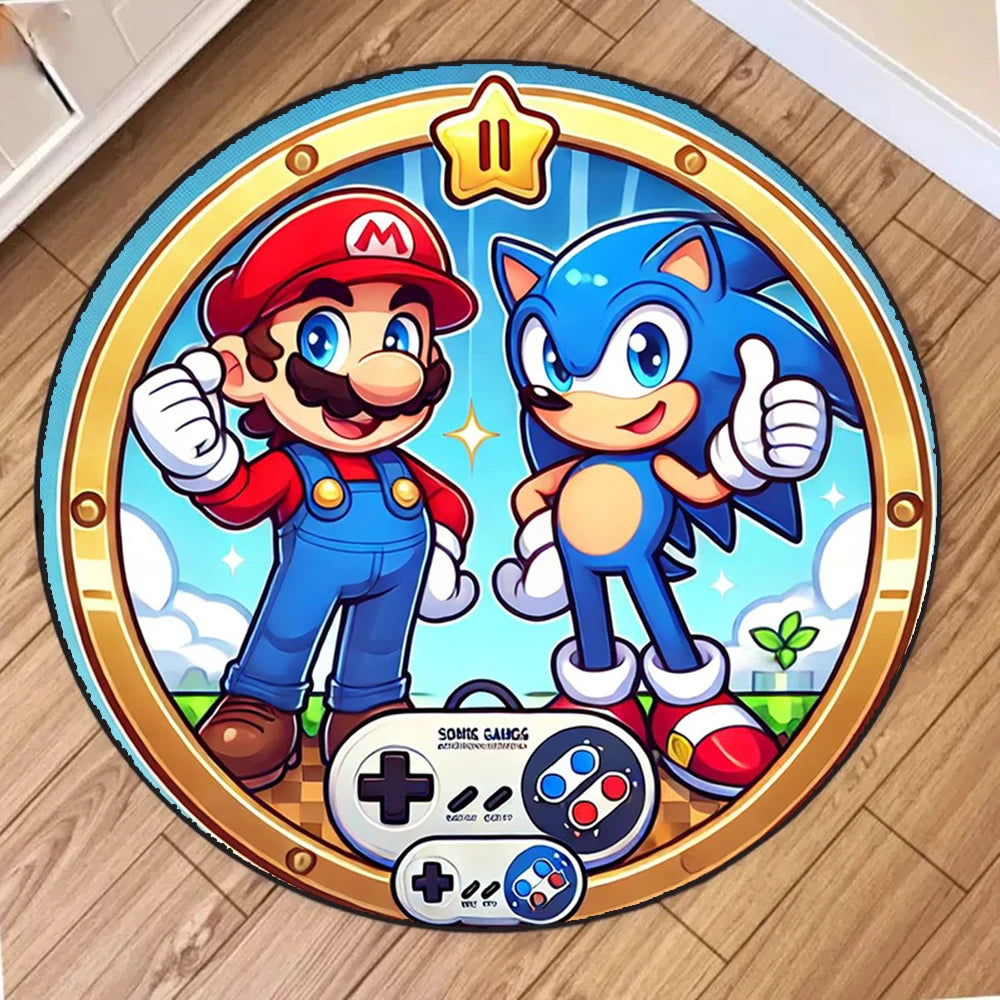 MINISO Apanese Anime Super Mario Carpet Floor Mat Crawling Soft Rug Children Game Round Non-slip Rugs Home Bedroom Decoration