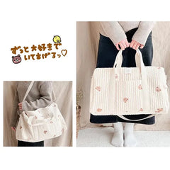 Ins Baby Diaper Bags Embroidered Nappy Organizer Messenger Bag Cute Cartoon Shoulder Bag with Zipper Luggage ToteBag for Travel
