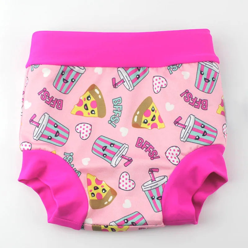 Infant Children Leakproof Swimming Nappies Newborn Baby High Waist Swimming Trunks Baby Boys Girls Cartoon Printed Cloth Diaper
