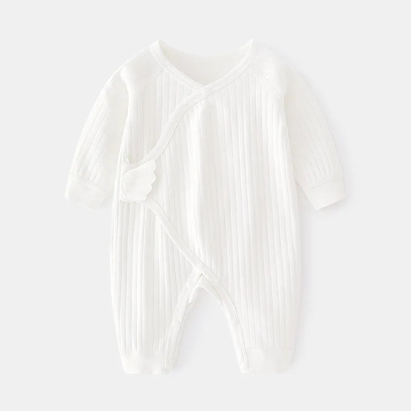 0-6M Baby Girls Boy Rompers Cotton Solid Soft Infant Jumpsuit With Wing Clothes Spring Autumn Newborn Baby Girl Boy Cute Romper