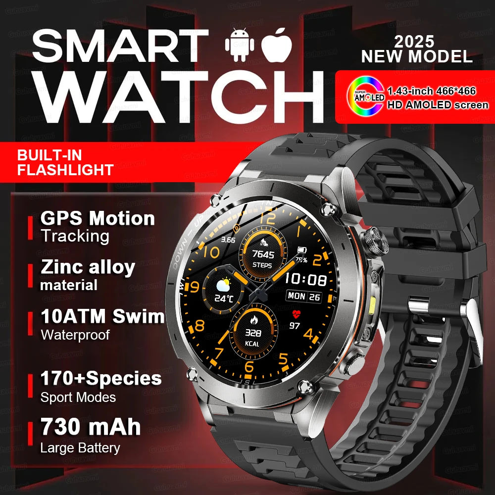 2025New Outdoor T-Rex 3 Ultra GPS Smart Watches Men 5ATM Waterproof Compass Flashlight Military Sports Trackr Smartwatch Women