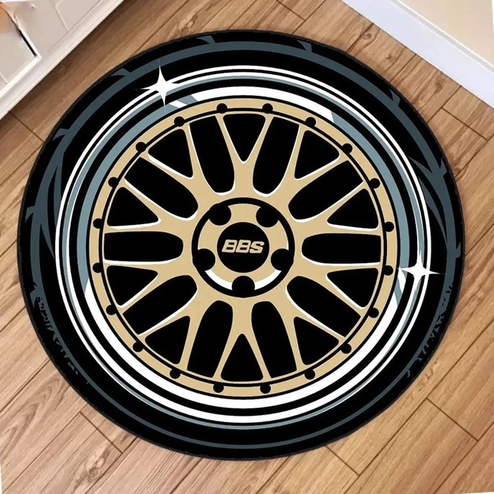Car Rugs Tire Shape Round Mats Boys Bedroom Rug Car Hub Home Living Room Anti-slip Coffee Table Floor Mat Tapetes De Automóvil