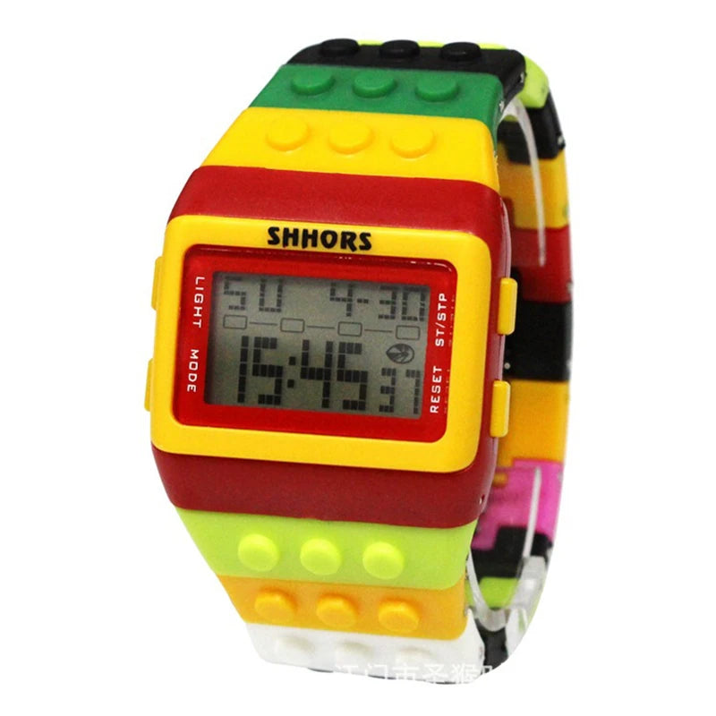 UTHAI CE145 Colorful Building Blocks DIY Digital Electronic Student Watch Leisure Sport Fashion Multifunctional Children's Watch